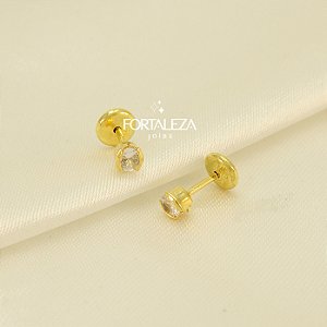 Brinco Ponto de Luz com Zircônia Cristal Banhado a Ouro 18k