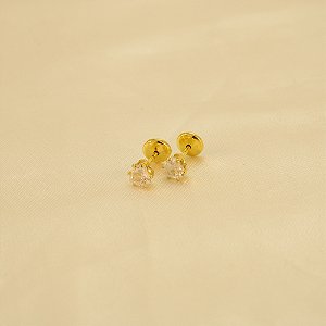 Brinco de Coração com Zircônia Cristal Banhado a Ouro 18k