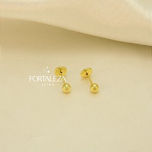 Brinco de Bolinha Polida Banhado a Ouro 18k