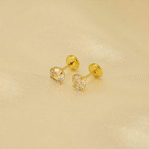 Brinco Ponto de Luz com Zircônia Cristal Banhado a Ouro 18k