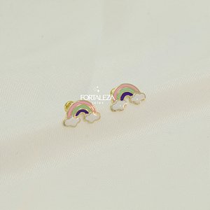 Brinco Arco-íris Resinado Banhado a Ouro 18k