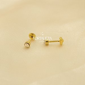 Brinco Ponto de Luz com Zircônia Cristal Banhado a Ouro 18k