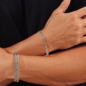 Pulseira com Corrente Dupla de Elo Groumet em Aço Inox