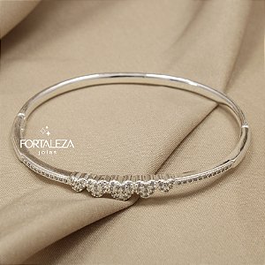 Bracelete de Corações Cravejados Banhado a Prata 925