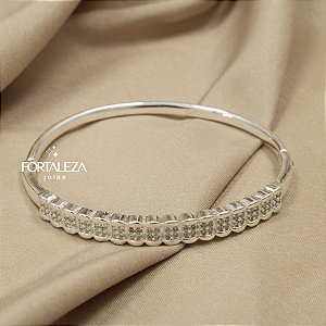 Bracelete Cravejado em Zircônia Cristal Banhado a Prata 925
