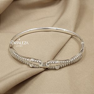 Bracelete Trabalhado em Zircônia Cristal Banhado a Prata 925