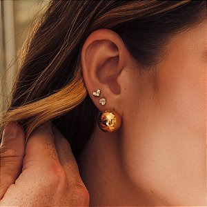 Brinco de Coração com Zircônia Cristal Banhado a Ouro 18k