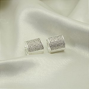 Brinco Argola Larga Cravejado Banhado a Prata 925