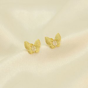 Brinco de Borboleta com Zircônia Cristal Banhado a Ouro 18k