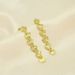 Brinco Cascata de Corações Banhado a Ouro 18k
