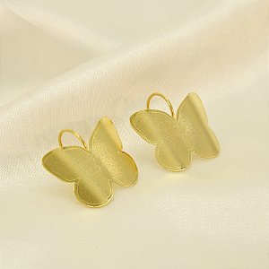 Brinco de Borboleta com Acabamento Fosco Banhado a Ouro 18k
