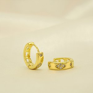 Brinco Argola com Corações Vazados Banhado a Ouro 18k