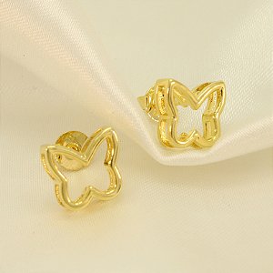 Brinco de Borboleta Vazada Banhado a Ouro 18k
