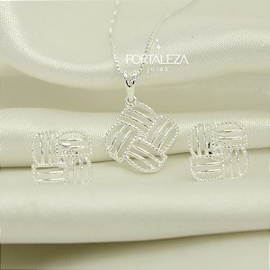 Conjunto Vazado e Geométrico Banhado a Prata