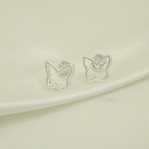 Brinco de Borboleta Vazada Banhado a Prata 925