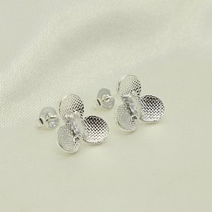 Brinco de Flor com Detalhe em Zircônia Banhado a Prata 925