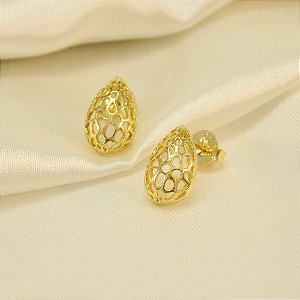 Brinco de Gota Vazada Banhado a Ouro 18k
