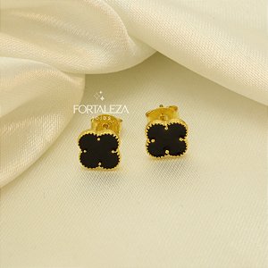 Brinco de Trevo Resinado Banhado a Ouro 18k