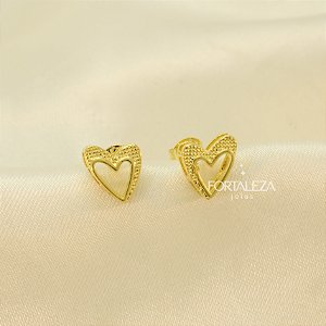 Brinco de Coração Vazado Banhado a Ouro 18k