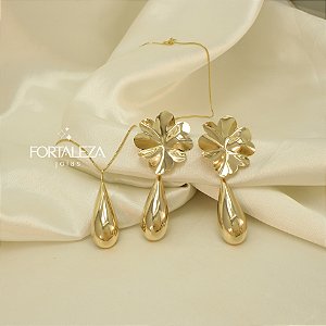 Conjunto com Design Orgânico Banhado a Ouro 18k