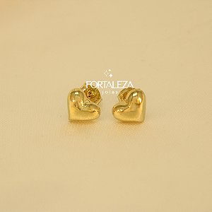Brinco de Coração Polido Banhado a Ouro 18k