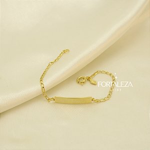 Pulseira de Plaquinha Lisa Banhado a Ouro 18k