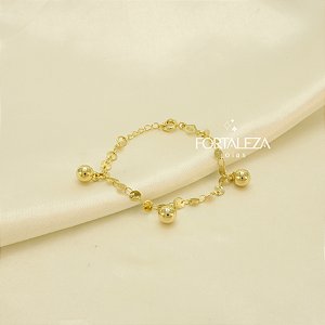 Pulseira com Pingentes de Bolinha Banhado a Ouro 18k