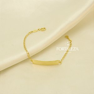 Pulseira com Plaquinha Lisa Banhado a Ouro 18k