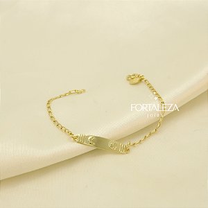 Pulseira com Plaquinha Sol e Lua Banhado a Ouro 18k
