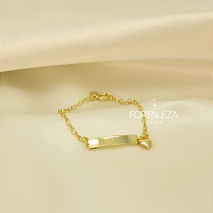 Pulseira com Plaquinha Lisa e Coração Banhado a Ouro 18k