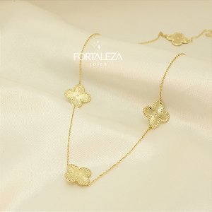 Colar com Design de Trevos Texturizados Banhado a Ouro 18k