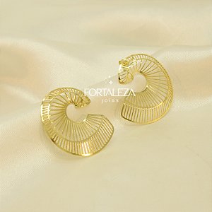Brinco Vazado em Espiral Banhado a Ouro 18k