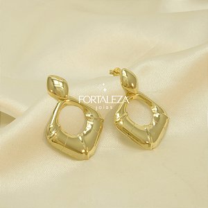 Brinco Geométrico Vazado Banhado a Ouro 18k