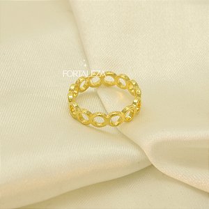 Anel com Elos Vazados Banhado a Ouro 18k