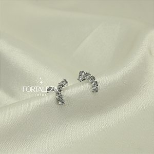 Brinco Mini Ear Cuff Cravejado Banhado a Ouro Branco