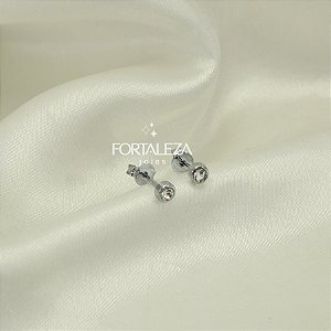 Brinco Ponto de Luz com Zircônia Banhado a Ouro Branco