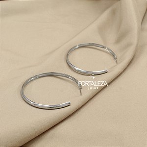 Brinco Argola de Aro Liso Banhado a Ouro Branco