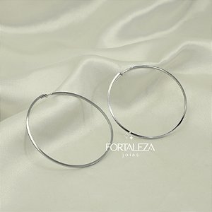Brinco Argola de Aro Liso Banhado a Ouro Branco