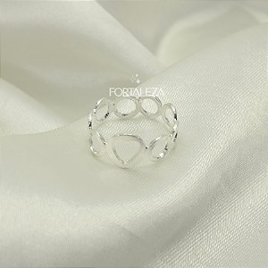 Anel Regulável com Design Vazado Banhado a Prata