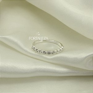 Anel Aparador Cravejado em Zircônia Banhado a Prata 925