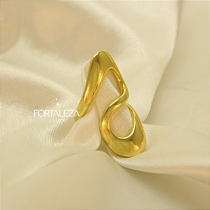 Anel com Design Orgânico Banhado a Ouro 18k