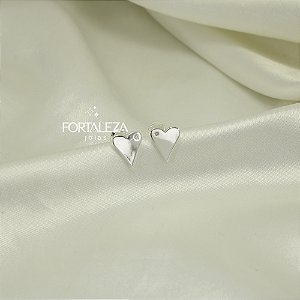 Brinco Coração com Detalhe em Zircônia Banhado a Prata 925