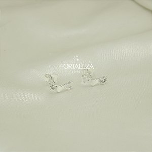 Brinco Mini Ear Cuff de Coração Banhado a Prata 925