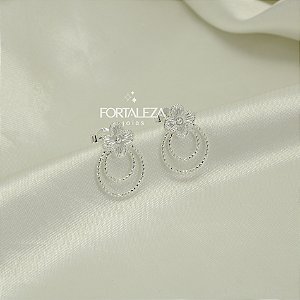 Brinco de Trevo Texturizado Banhado a Prata 925