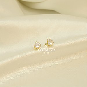 Brinco de Coração com Zircônia Cristal Banhado a Ouro 18k