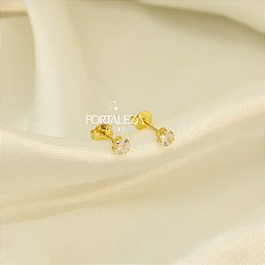 Brinco de Estrela com Zircônia Cristal Banhado a Ouro 18k