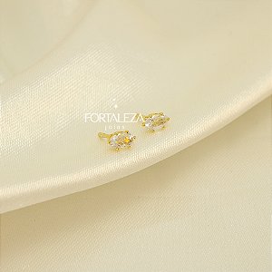 Brinco Ponto de Luz Oval com Zircônia Banhado a Ouro 18k