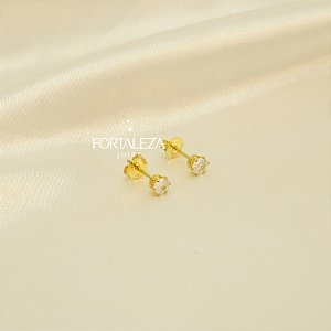 Brinco Ponto de Luz com Zircônia Cristal Banhado a Ouro 18k