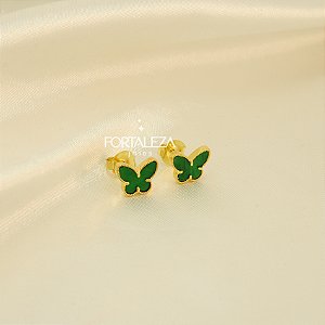 Brinco de Borboleta com Resina Banhado a Ouro 18k