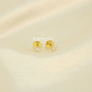 Brinco de Coração com Zircônia Cristal Banhado a Ouro 18k